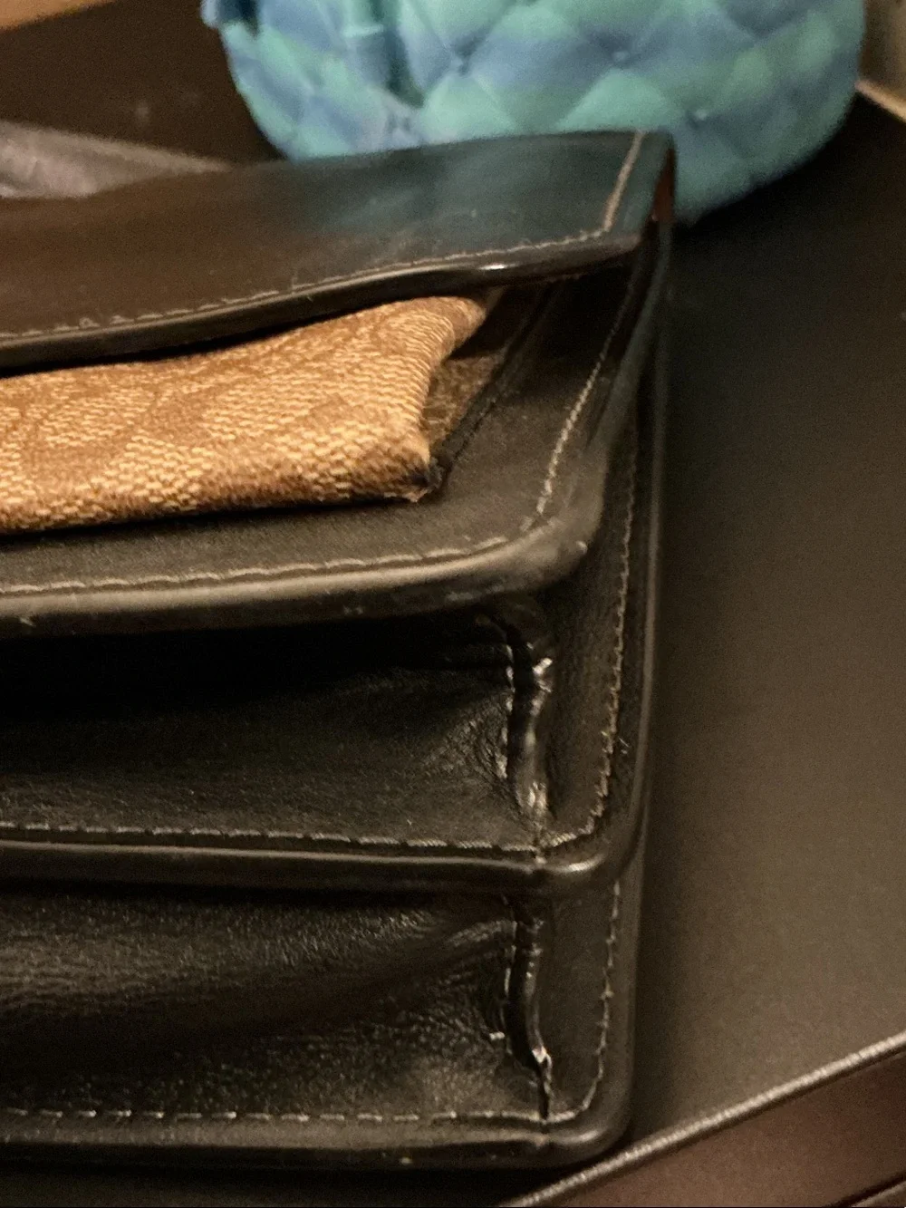 Coach KLARE Black Leather & Tan Signature Crossbody Bag